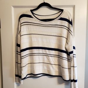 Cropped White, Blue, and Cream Sweater